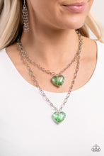 Load image into Gallery viewer, Layered Love Green Heart Necklace Paparazzi-847
