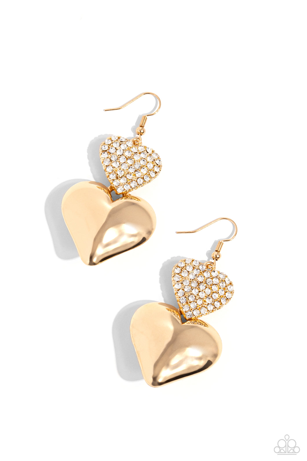 Charming Connection Gold Heart Earrings Paparazzi-858