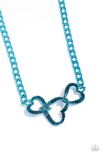 Load image into Gallery viewer, Eclectically Enamored Blue Heart Necklace Paparazzi-846
