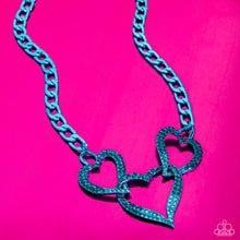 Load image into Gallery viewer, Eclectically Enamored Blue Heart Necklace Paparazzi-846
