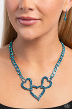 Load image into Gallery viewer, Eclectically Enamored Blue Heart Necklace Paparazzi-846
