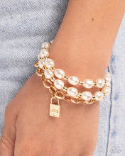 Load image into Gallery viewer, LOVE-Locked Legacy Gold Pearl Bracelet Paparazzi-780
