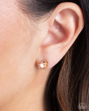 Load image into Gallery viewer, Sweetheart Stunner Gold Heart Post Peach Earrings Paparazzi-868
