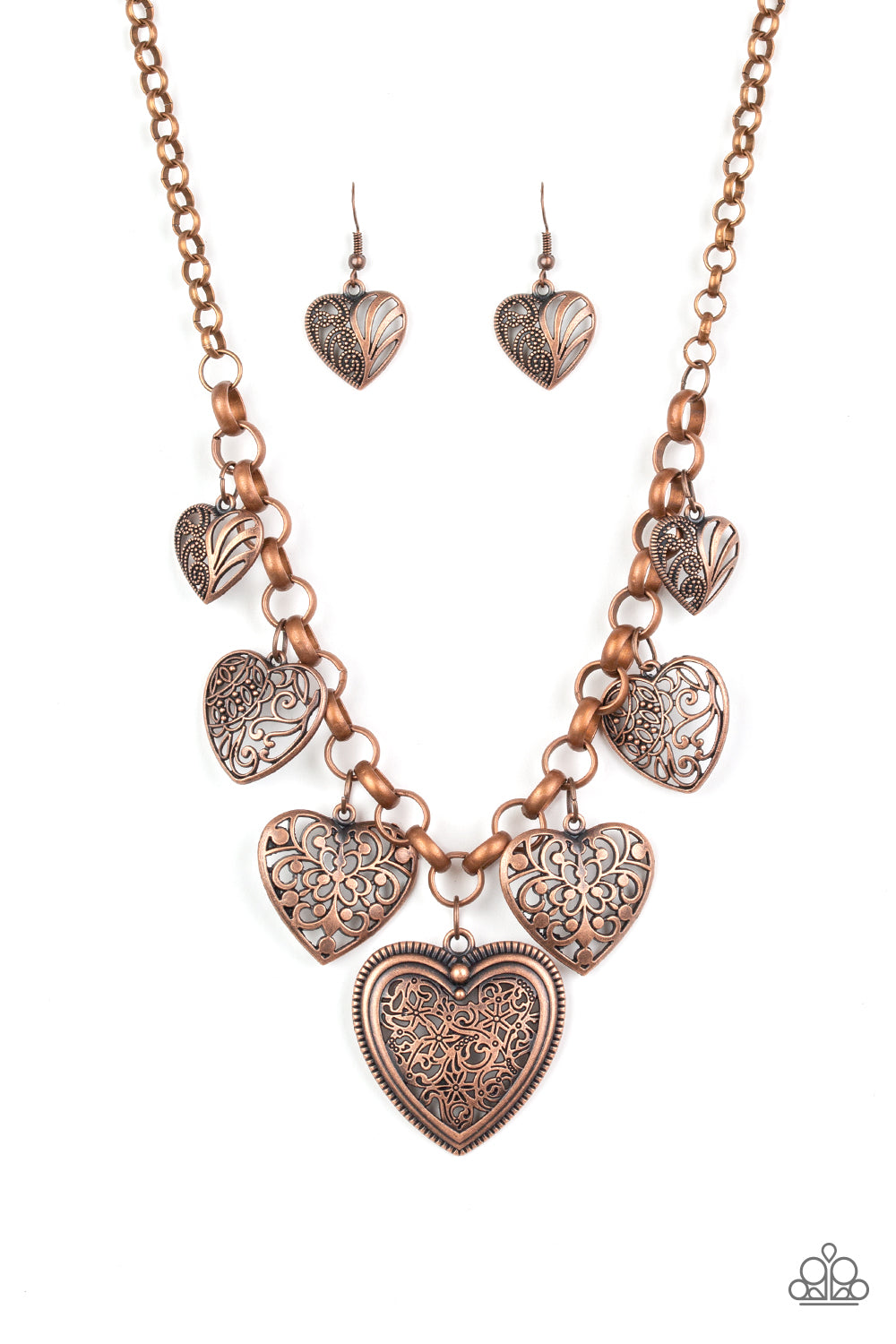 Love Lockets Heart Copper Necklace Paparazzi-45