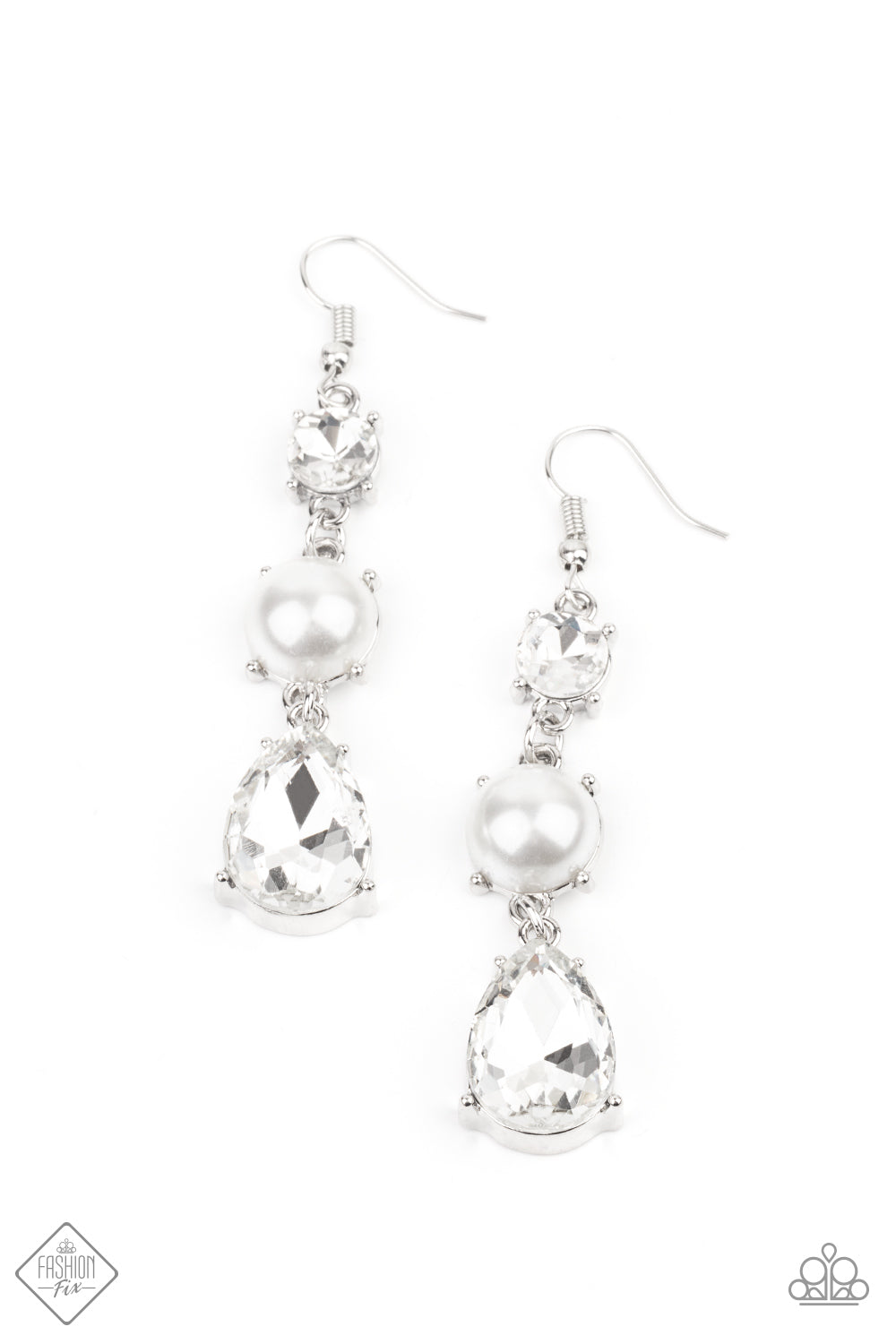 Unpredictable Shimmer Earrings- White Paparazzi