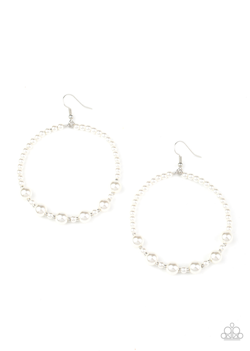 Boss Posh - White Pearl Earrings Paparazzi