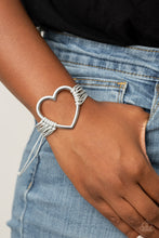 Load image into Gallery viewer, Playing With My HEARTSTRINGS - Silver Bracelet Heart Paparazzi
