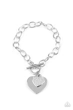 Load image into Gallery viewer, Heartbeat Bedazzle - Silver Bracelet Heart Paparazzi
