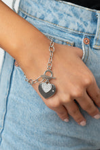 Load image into Gallery viewer, Heartbeat Bedazzle - Silver Bracelet Heart Paparazzi
