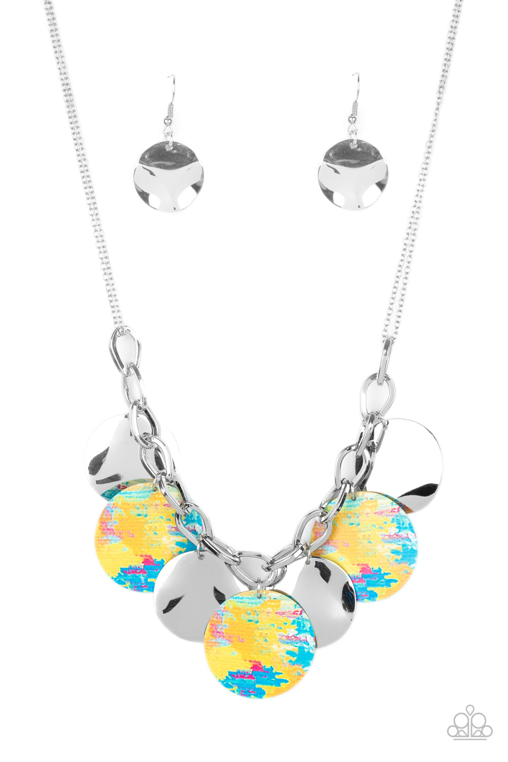 Tie Dye Drama Yellow Necklace Paparazzi-227