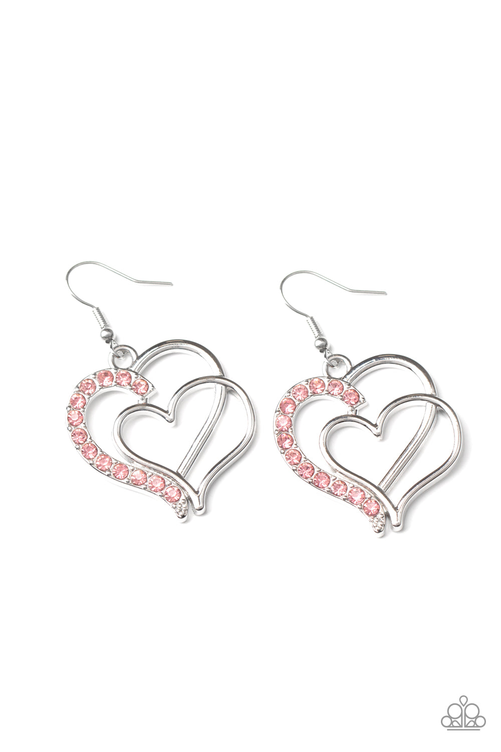 Double the Heartache - Pink Earrings heart Paparazzi