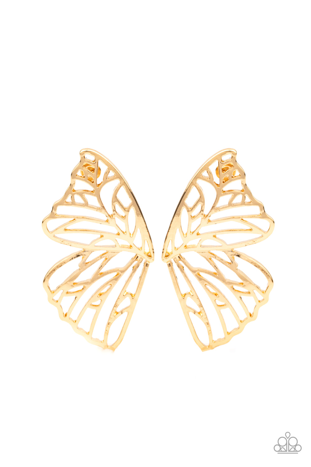 Butterfly Frills Gold Earrings Paparazzi-372