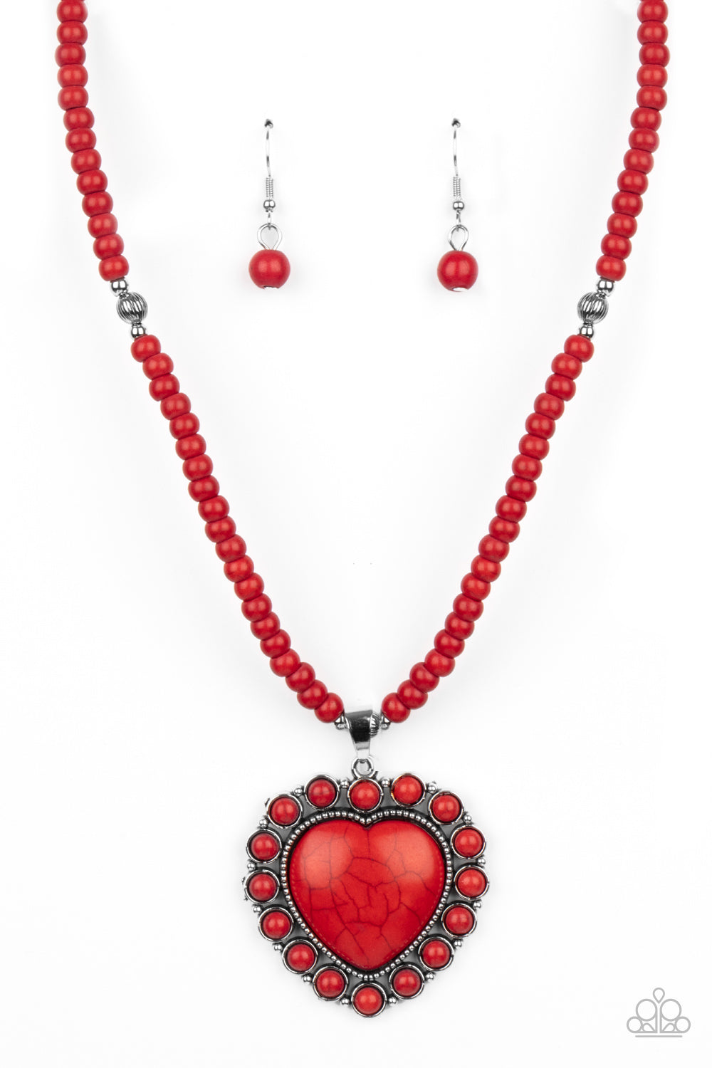 A Heart Of Stone Red Heart Necklace Paparazzi-280