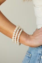 Load image into Gallery viewer, Here Comes The Heiress White Pearl Bracelet Paparazzi-307
