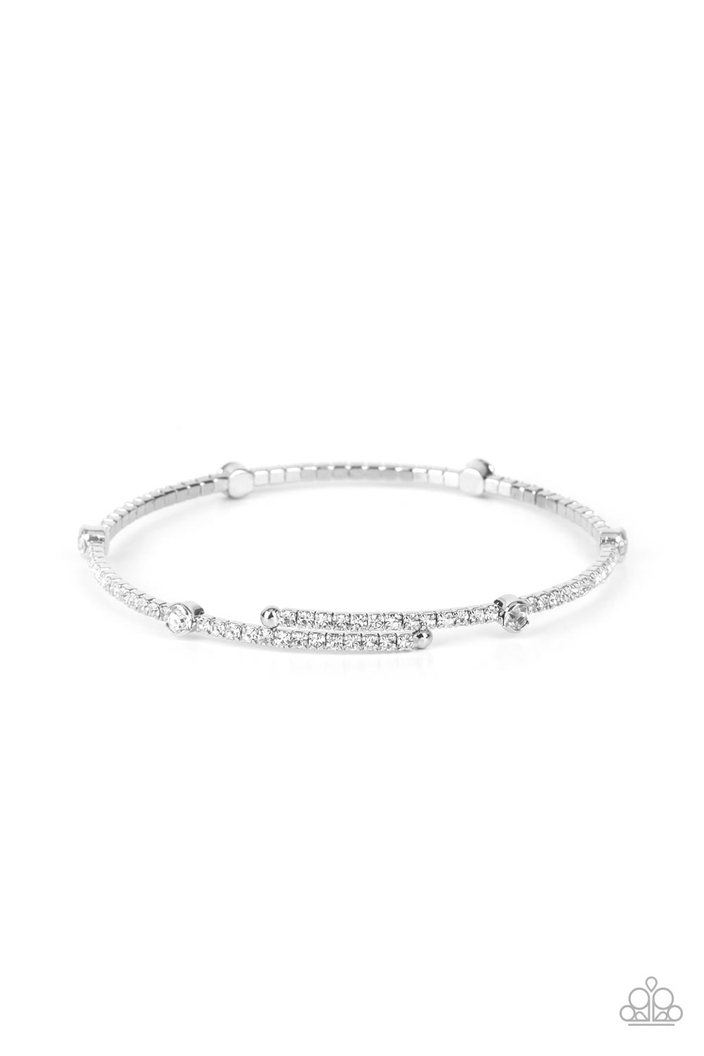 Upgraded Glamour White Rhinestone Bracelet Paparazzi-395