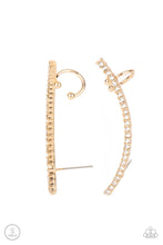 Load image into Gallery viewer, Sleekly Shimmering Gold Crawler Earrings Paparazzi-401
