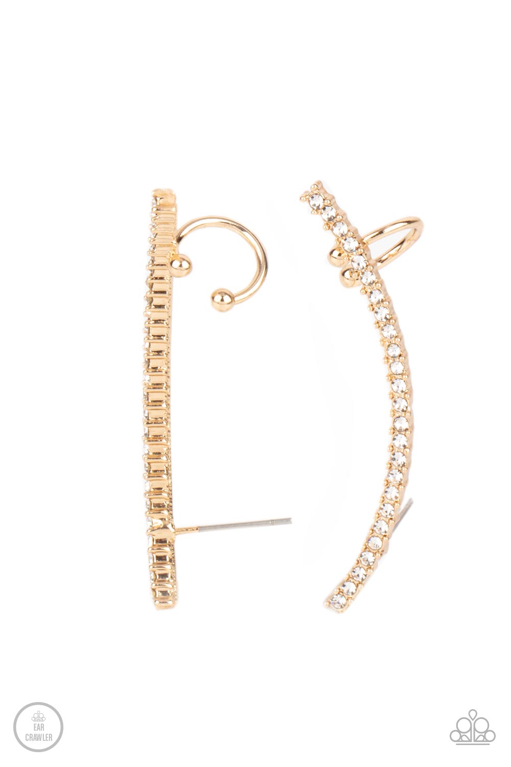 Sleekly Shimmering Gold Crawler Earrings Paparazzi-401