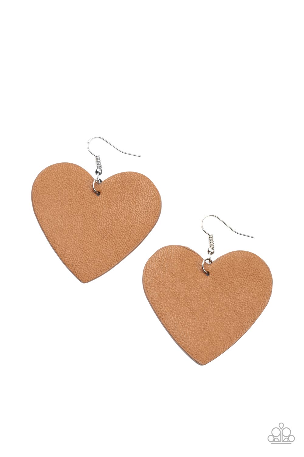 Country Crush Brown Heart Earrings Paparazzi-252