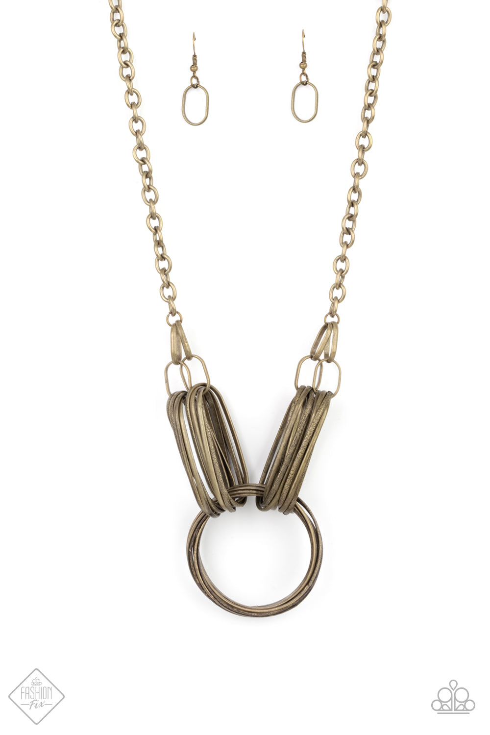 Lip Sync Links Brass Necklace Paparazzi-200