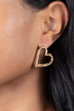 Load image into Gallery viewer, Cupid, Who? Gold Post Heart Earrings Paparazzi-341
