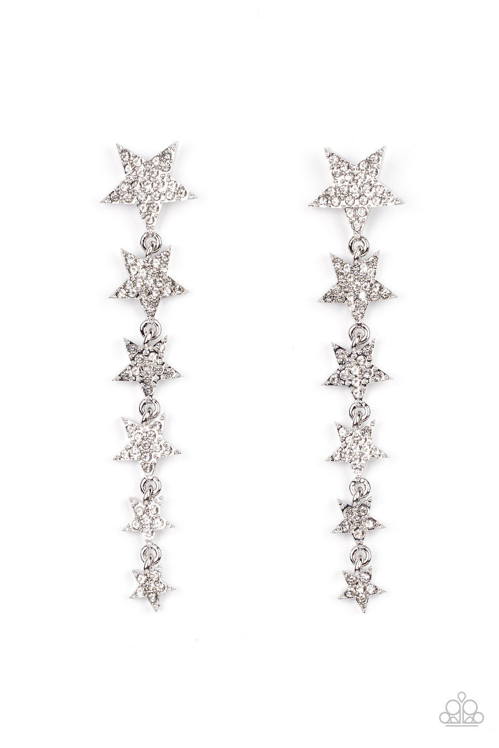 Americana Attitude White Star Earrings Paparazzi-599