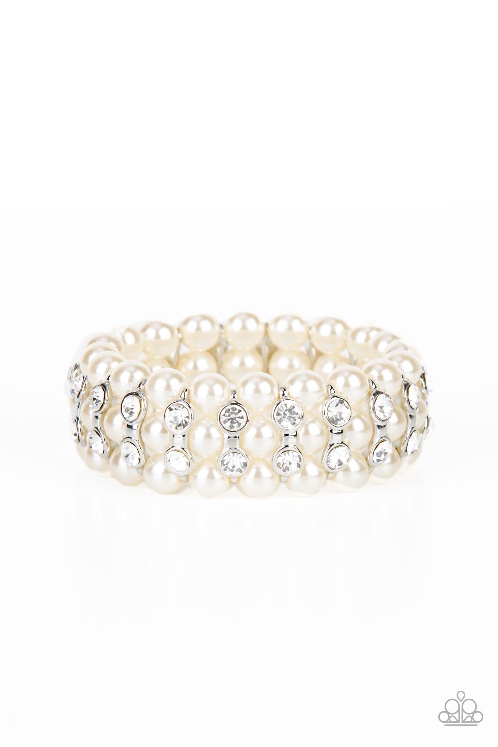 Eiffel Tower Elegance Pearl White Bracelet Paparazzi-584