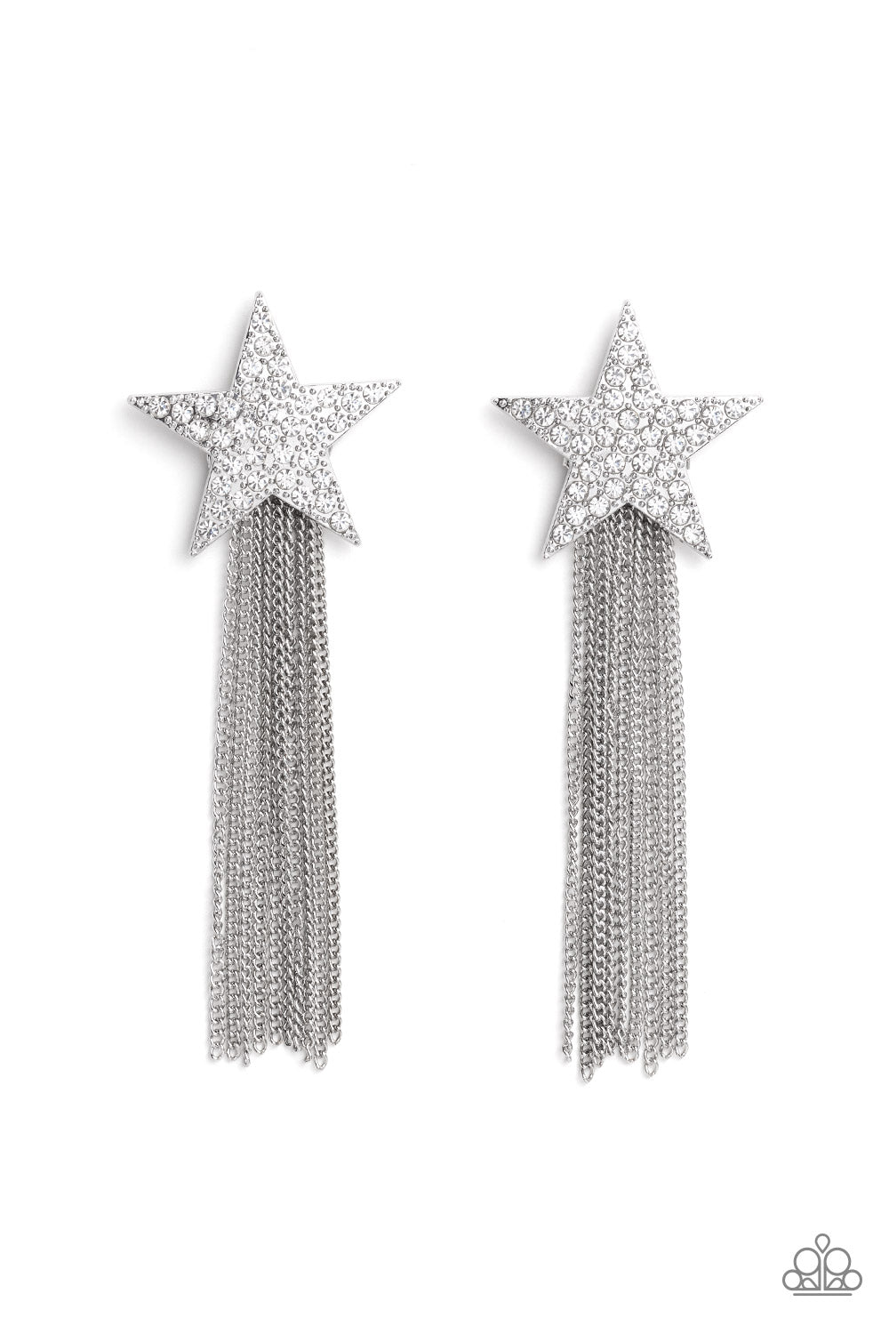 Superstar Solo White Star Earrings Paparazzi-645