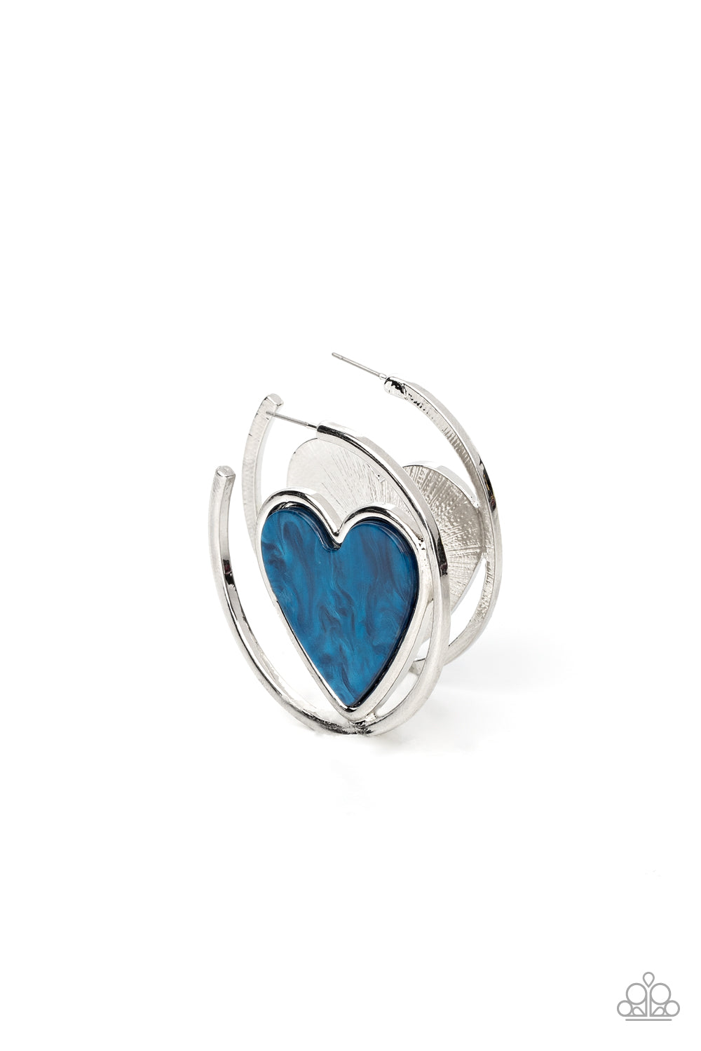 Smitten with You Blue Heart Earrings Paparazzi-664