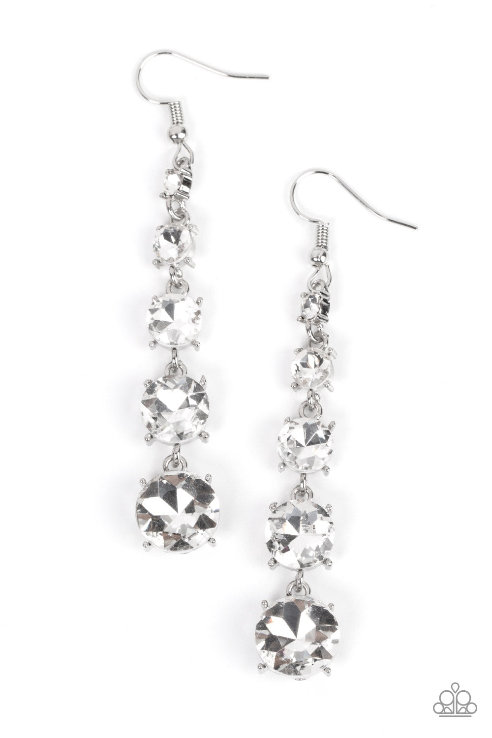 Red Carpet Charmer White Rhinestone Earrings Paparazzi-585