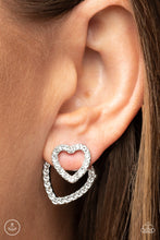 Load image into Gallery viewer, Ever Enamored White Heart Rhinestone Earrings Paparazzi-485
