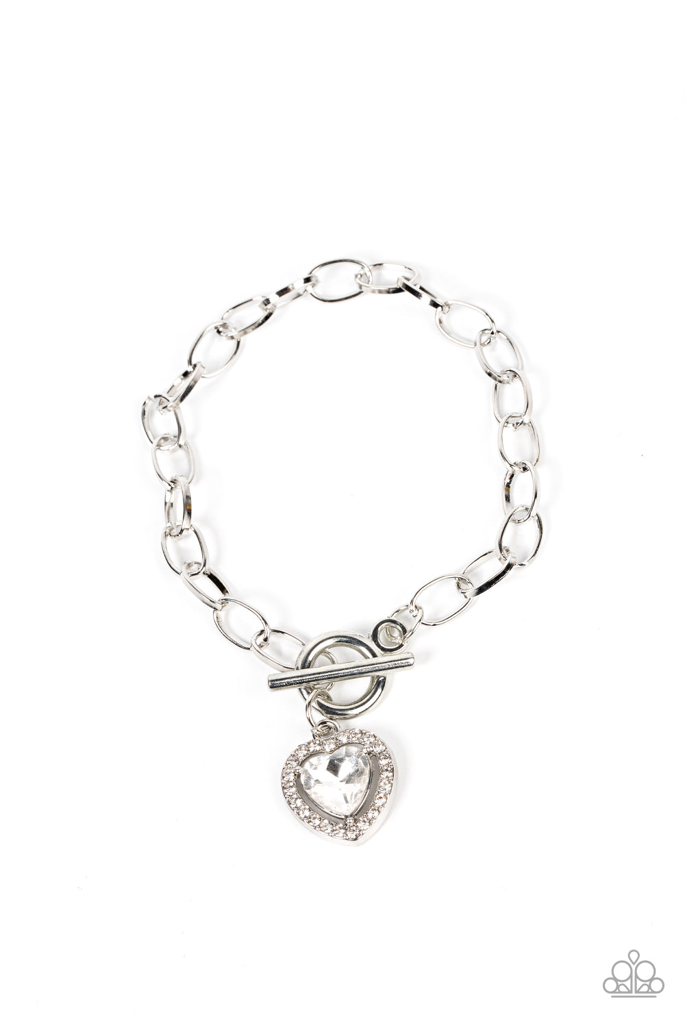 Till DAZZLE Do Us Part White Heart Bracelet Paparazzi-466