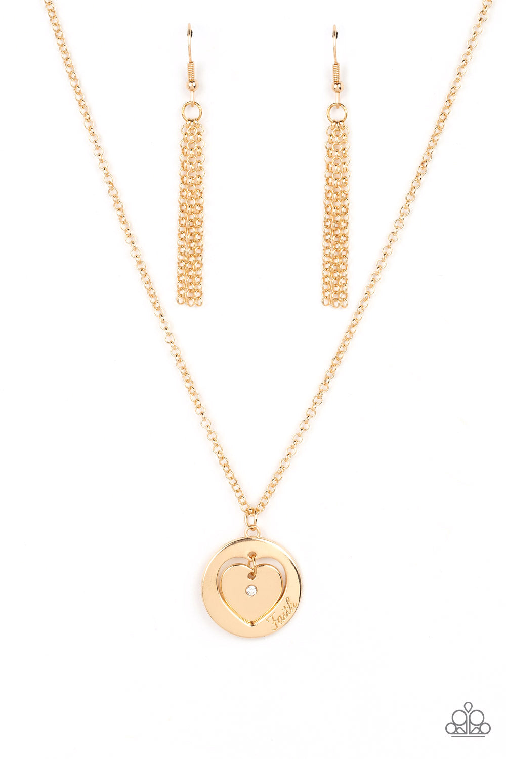 Heart Full of Faith Gold Necklace Paparazzi-627