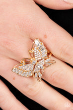 Load image into Gallery viewer, Fearless Flutter Gold Butterfly Ring Paparazzi-580
