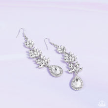 Load image into Gallery viewer, Water Lily Whimsy White Rhinestone Earrings Paparazzi-708
