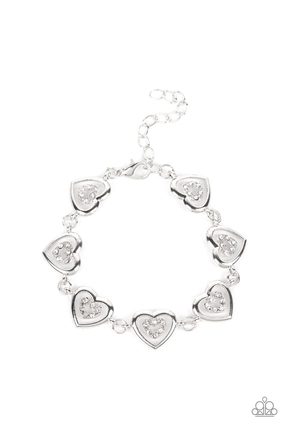 Catching Feelings White Heart Bracelet Paparazzi-650