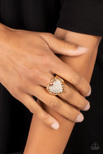 Load image into Gallery viewer, Romantic Escape Gold HEART Ring Paparazzi-649
