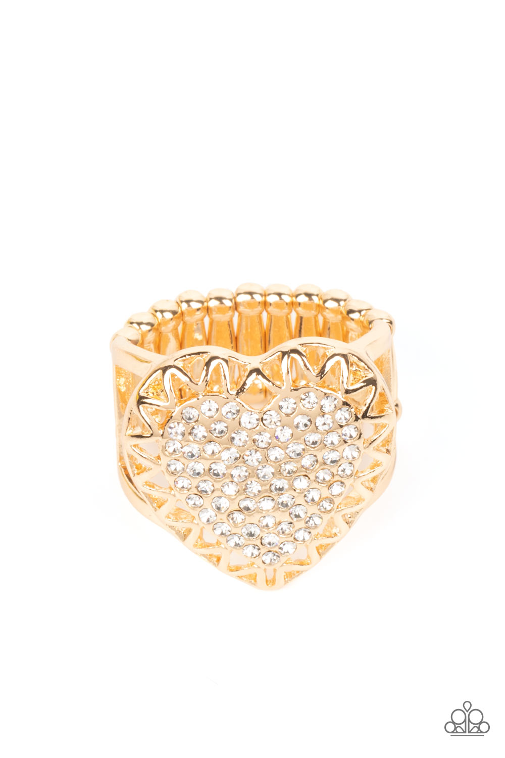 Romantic Escape Gold HEART Ring Paparazzi-649