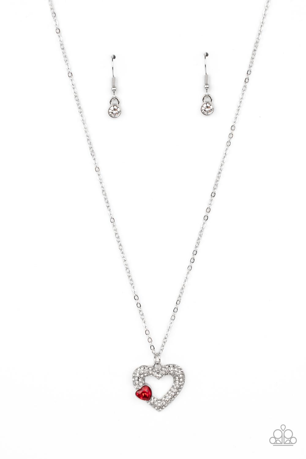 Bedazzled Bliss Red Heart Necklace Paparazzi-647