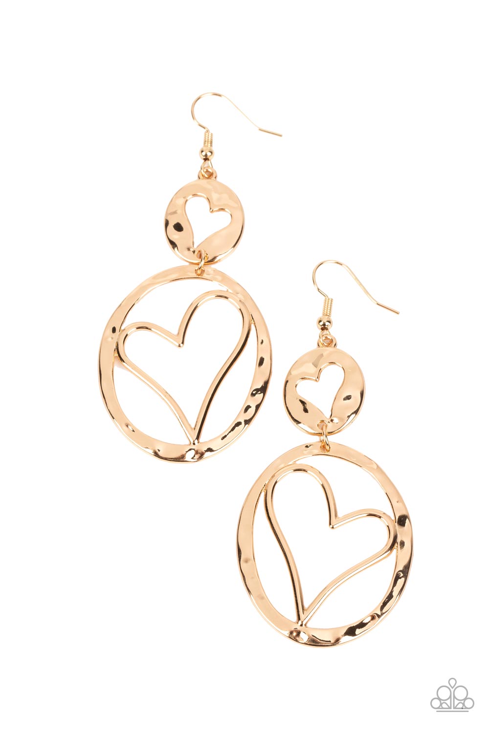 Enchanting Echo Gold Heart Earrings Paparazzi-680