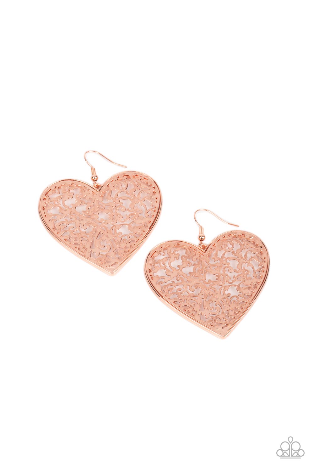 Fairest in the Land Copper Heart Earrings Paparazzi-663