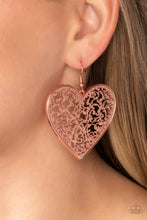 Load image into Gallery viewer, Fairest in the Land Copper Heart Earrings Paparazzi-663
