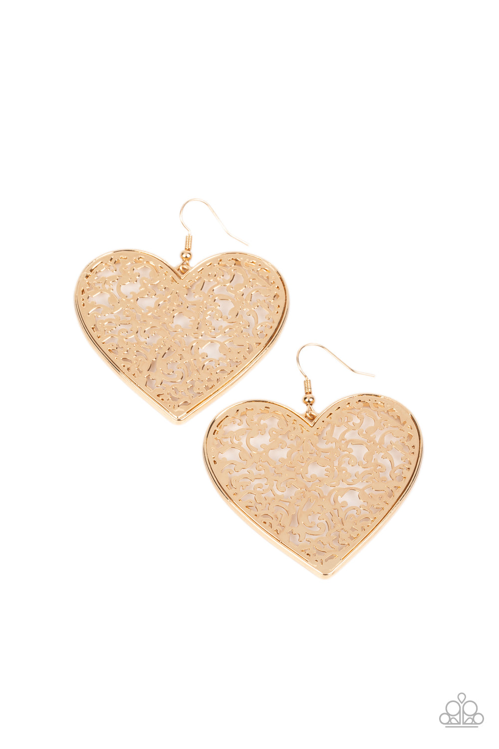 Fairest in the Land Gold Heart Earrings Paparazzi-691