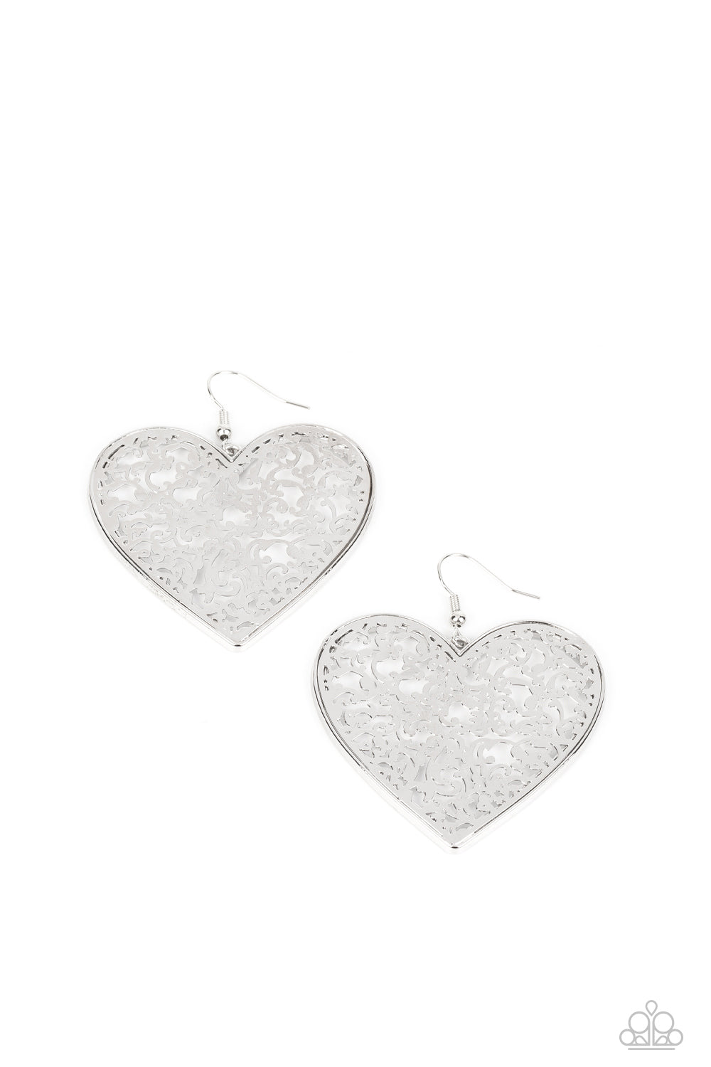 Fairest in the Land Silver Heart Earrings Paparazzi-674