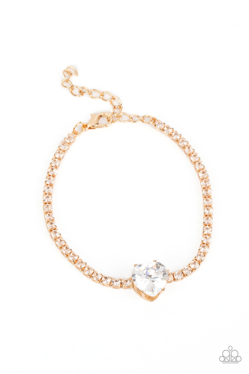 Bedazzled Beauty Gold Heart Bracelet Paparazzi-682