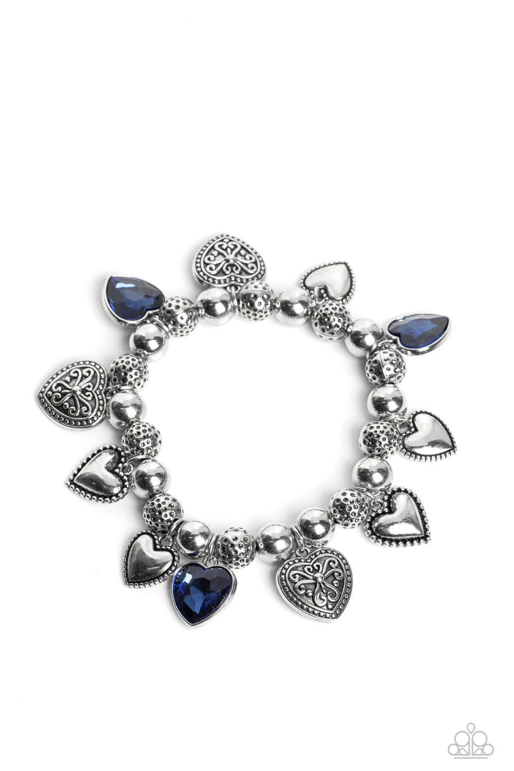 Charming Crush Blue Heart Charm Bracelet Paparazzi-686