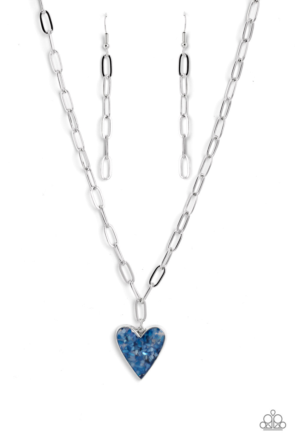 Kiss and SHELL Blue Heart Necklace Paparazzi-716