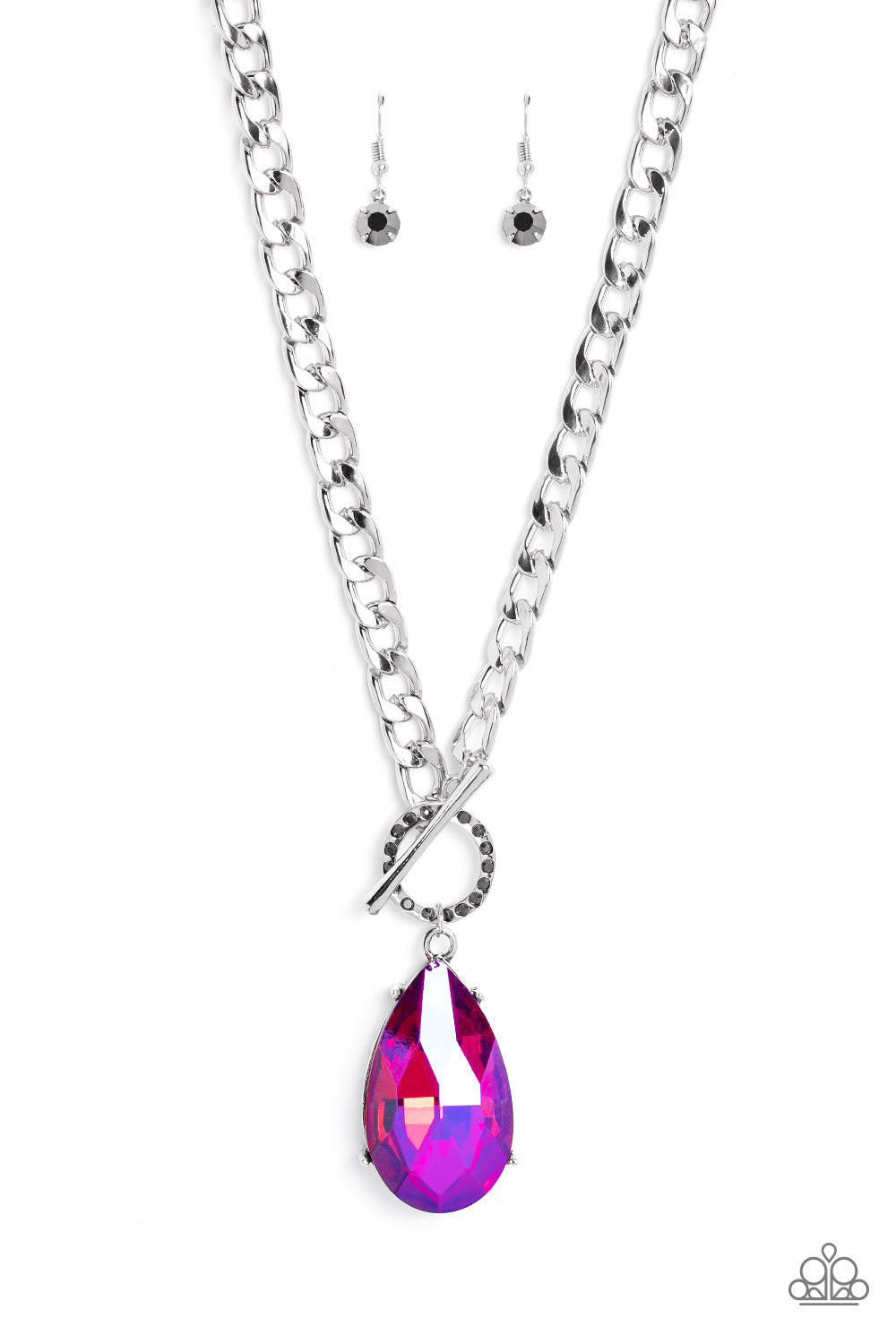 Edgy Exaggeration Pink toggle Necklace Paparazzi-728