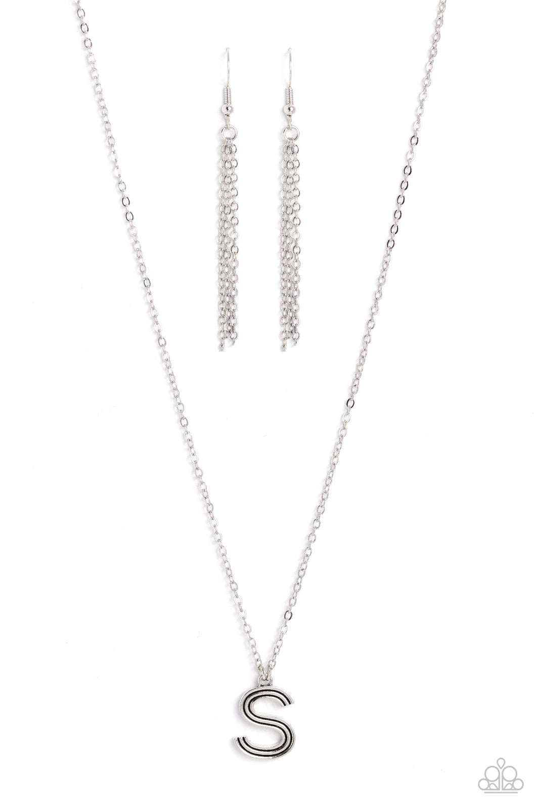 Leave Your Initials Necklace - Silver - S Paparazzi-735