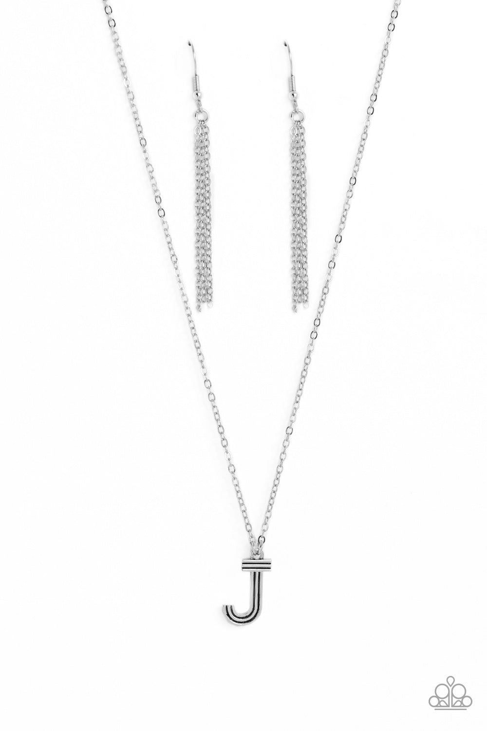 Leave Your Initials Necklace- Silver - J Paparazzi-736