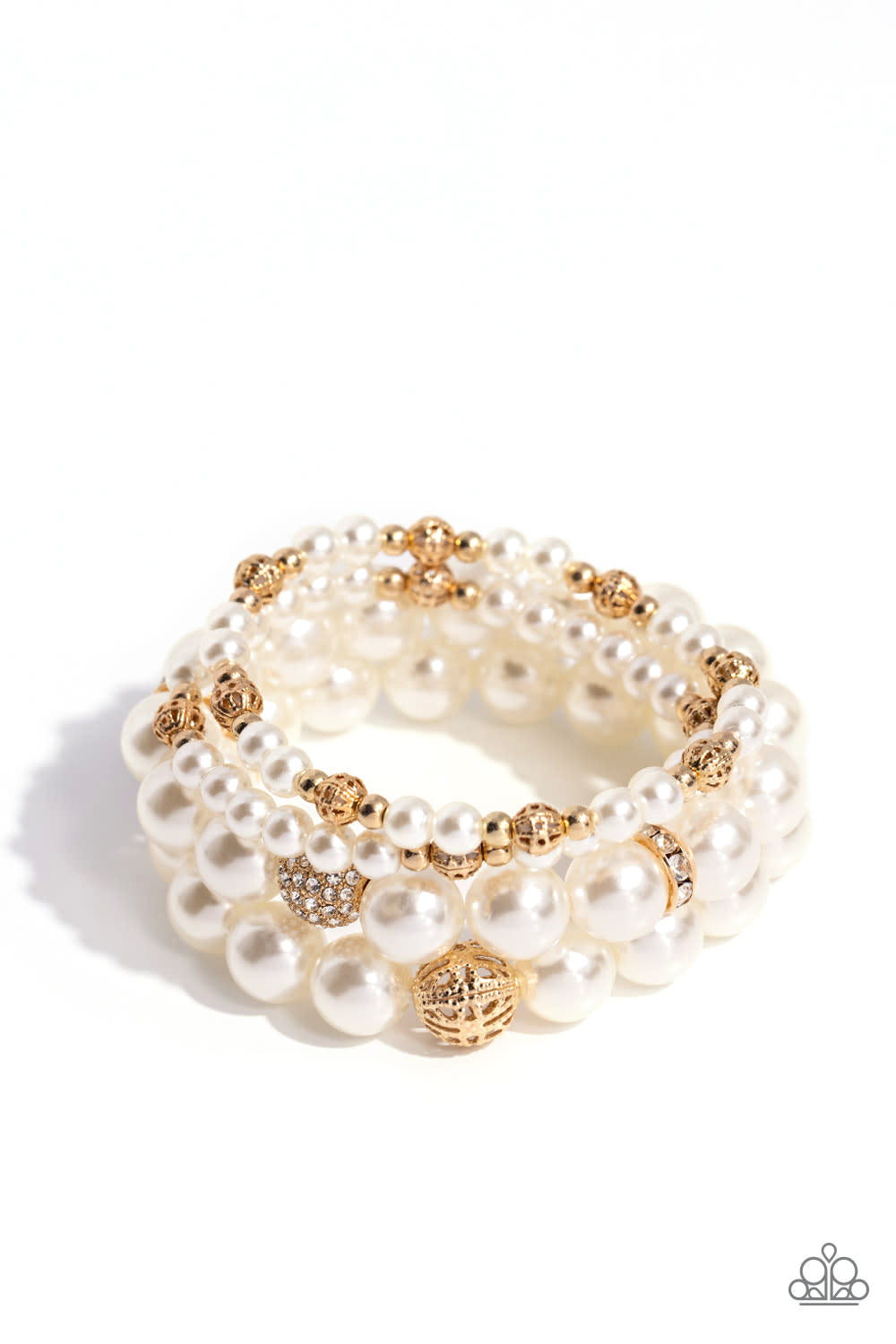 Vastly Vintage Gold Pearl Bracelet Paparazzi-753